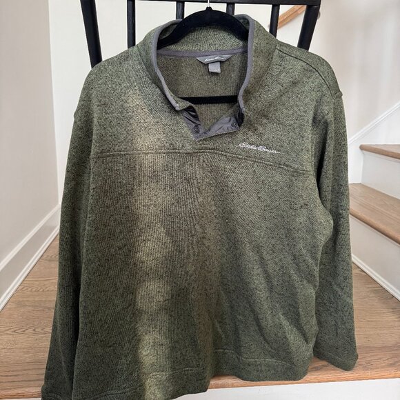 Men's Eddie Bauer Olive Pullover - Picture 1 of 3